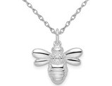 Sterling Silver Bee Pendant Necklace with Cubic (CZ) and Chain